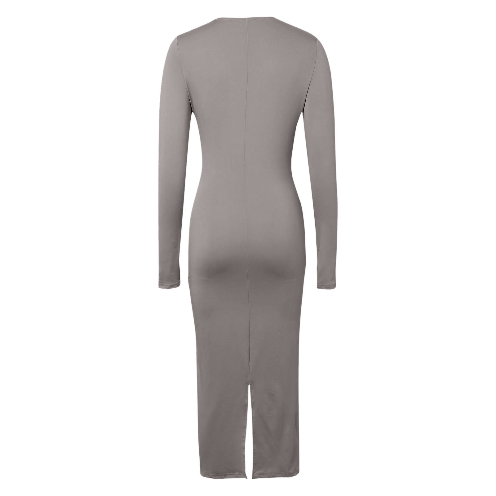 thumbnail image 5 of 2025 Vestido largo ajustado de color liso para mujer: poliéster, cintura imperio, temperamento elegante, lavable a máquina, tallas S-L, contorno de pecho 76-100 cm, 5 of 6